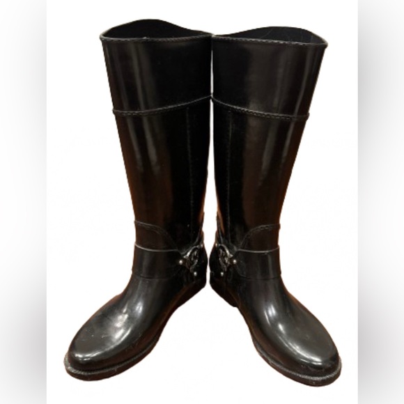 MK glossy black rain boots - Picture 1 of 3